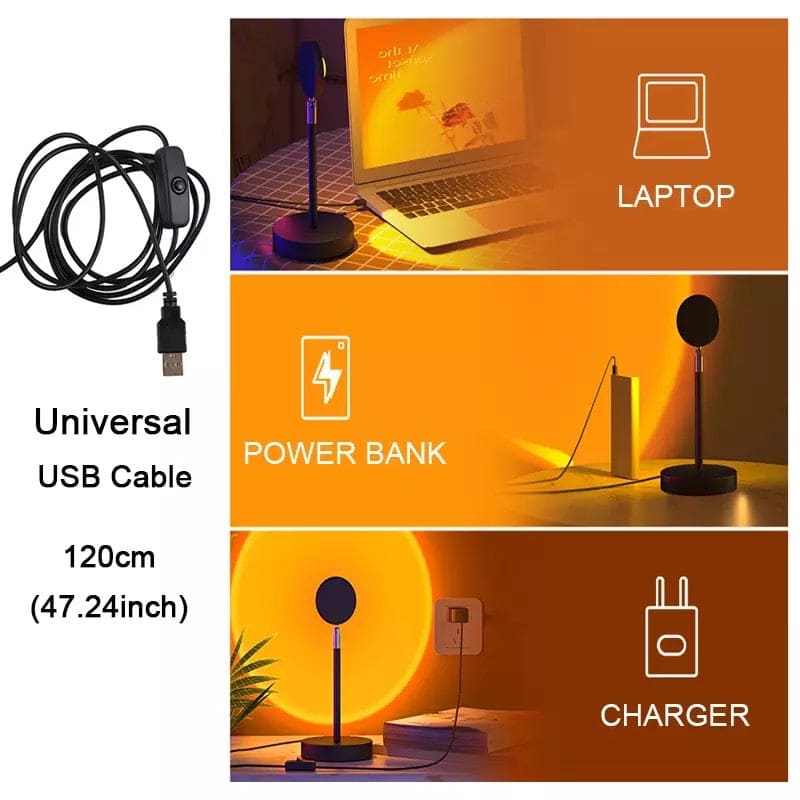 15 in 1 Rainbow Sunset Lamp, Led Projector Night Light, Rgb Controllable 360° Rotated Romantic Visual, Almunium Lens Sunset Projection Lamp, Wall Decoration USB Operate Rainbow Sunset Projector Lamp 15 in 1 Rainbow Sunset Lamp, Led Projector Night Light, Rgb Controllable 360° Rotated Romantic Visual, Almunium Lens Sunset Projection Lamp, Wall Decoration USB Operate Rainbow Sunset Projector Lamp